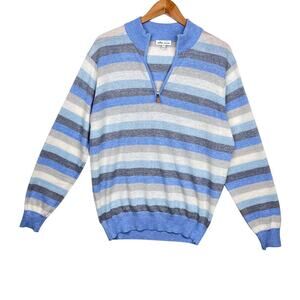 Peter Millar men’s medium blue quarter zip pull over merino wool linen blend